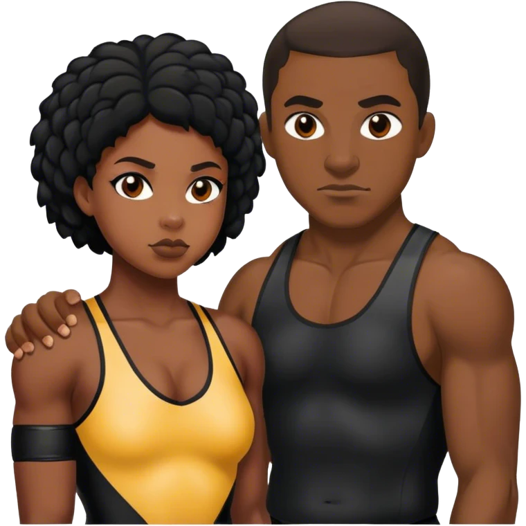 Girl wrestler black coach emoji