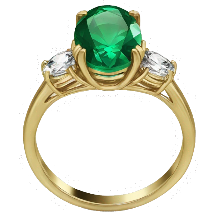 gold engagement ring oval emerald  emoji