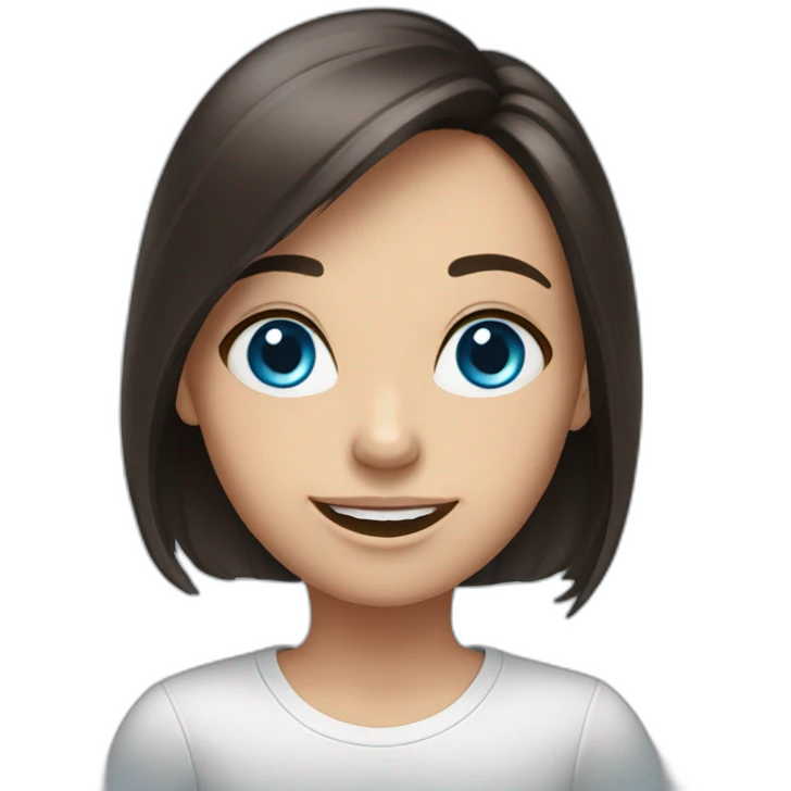 Cute happy brunette blue-eyed emoji
