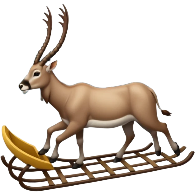 Eland met slede in dennenbos  emoji