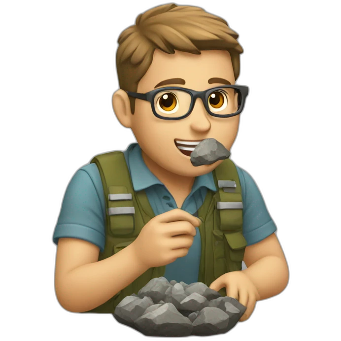 Geologists eating rocks emoji
