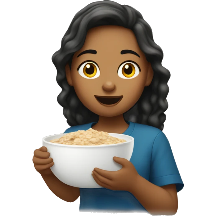 A Burnett girl eating oatmeal emoji