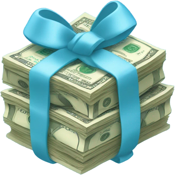 stack of money with light blue bow emoji