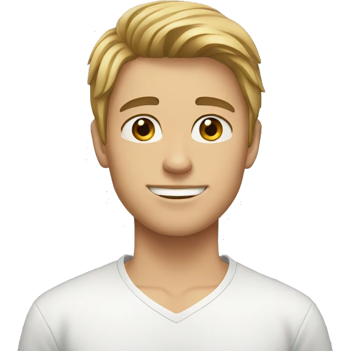 young man with brown/blonde hair, brown eyes, fit emoji