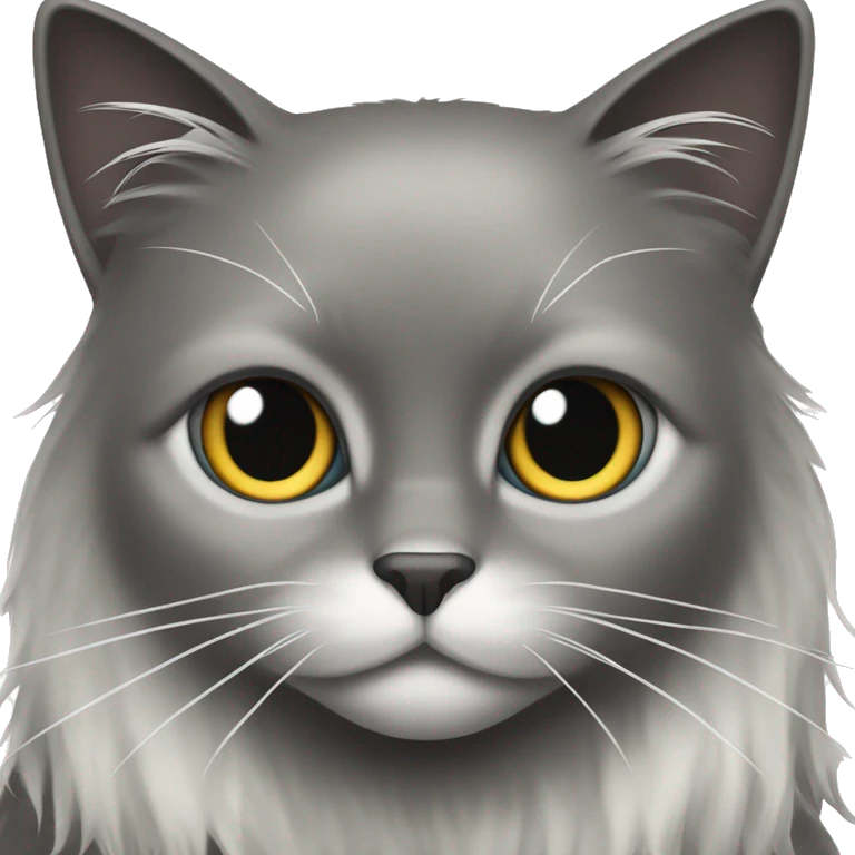 black cat domestic long-haired with white spot on the mouth emoji