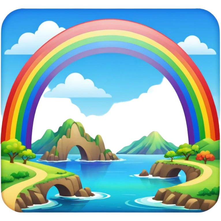 Rainbow Bridge – Arched rainbow connecting islands. emoji