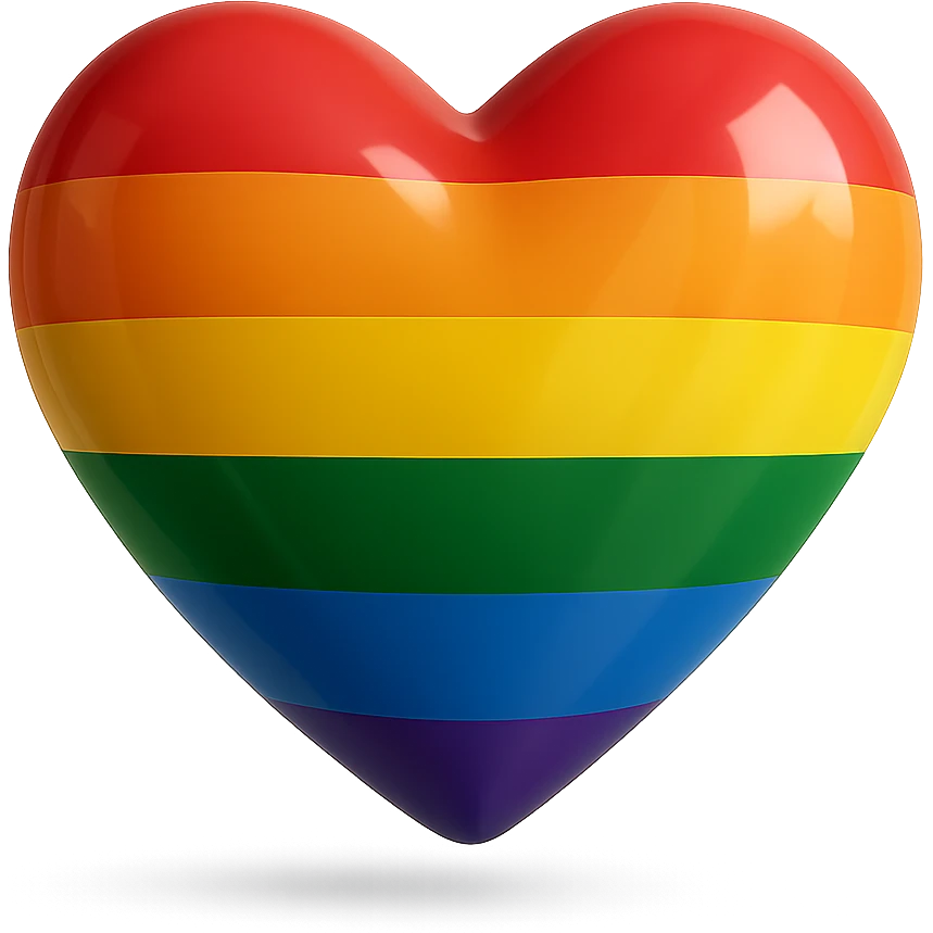 Make the realistic pride heart appear 3D and floating with a subtle shadow below in a photorealistic style, no background. emoji