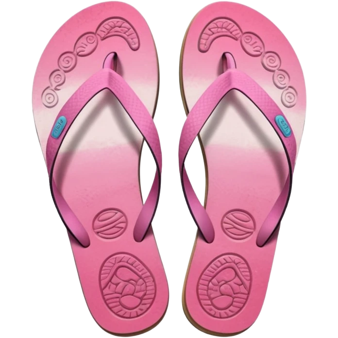 female pink wornout flip flips with toes inprints on soles emoji