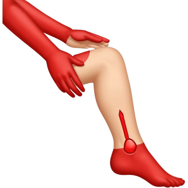 A hand is touching a leg for apologize  emoji