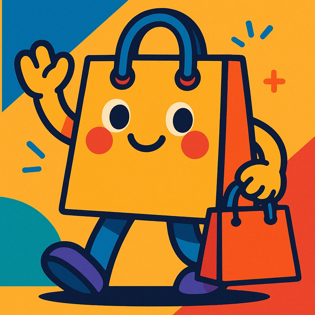 shopping bag, vibrant toon style emoji