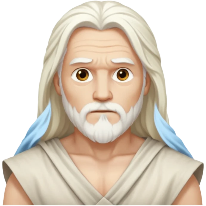 Odin with long white hair, long white loincloth emoji