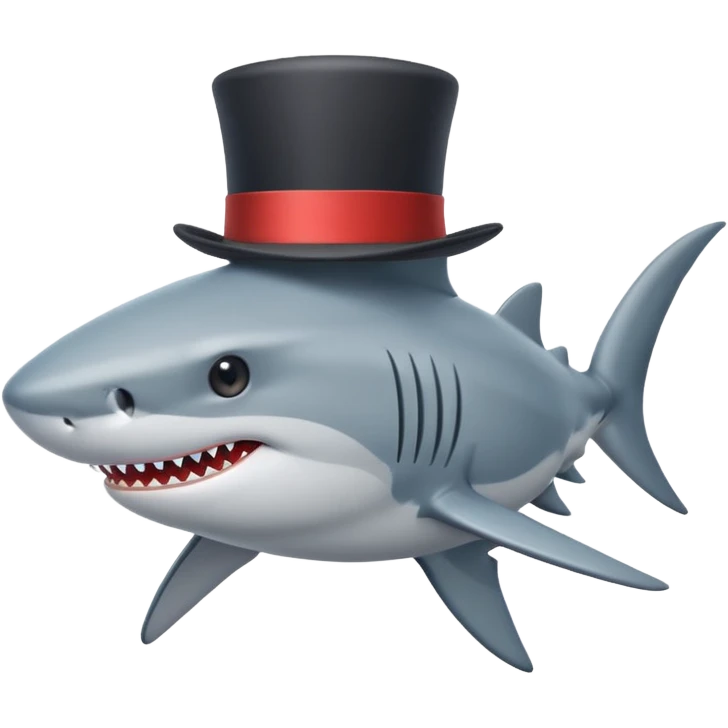 Shark with a top hat emoji
