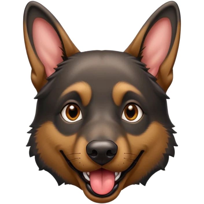 cartoon style dark German Shepherd dog with longer tongue hanging out  emoji
