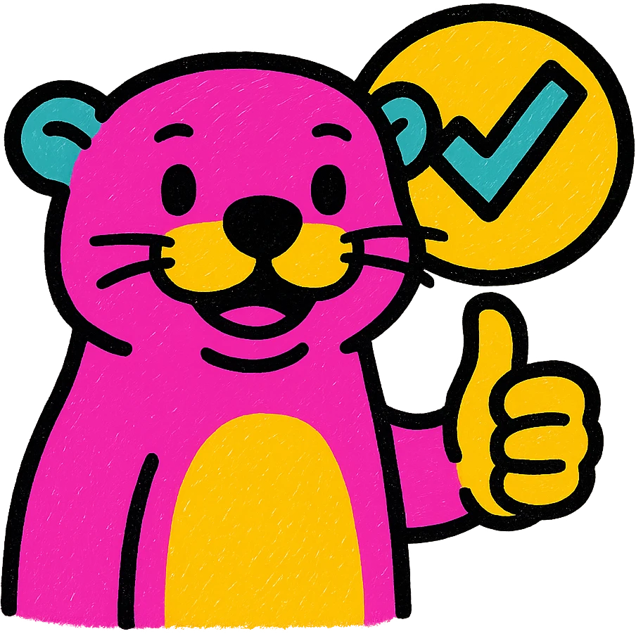 Remove the background so the otter giving a thumbs up with a stamp of approval is on a transparent background, keeping vibrant colors. emoji