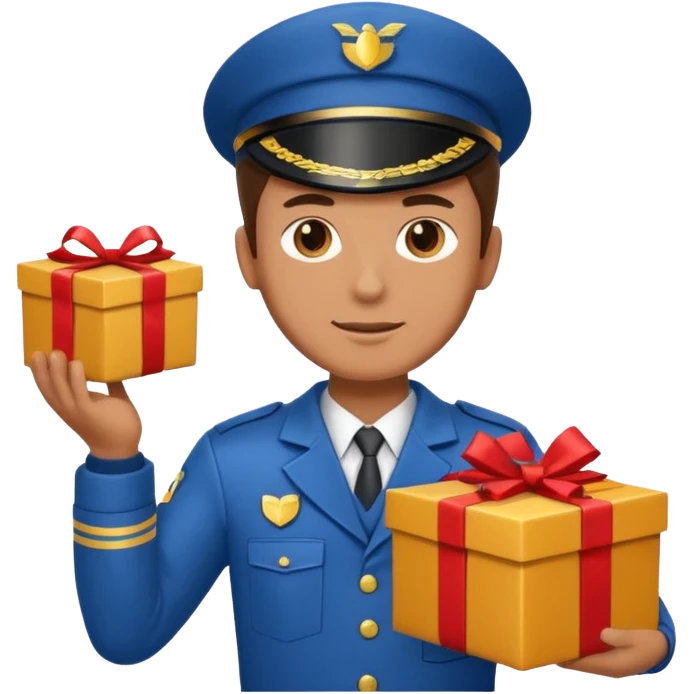 man courier holding gift box emoji