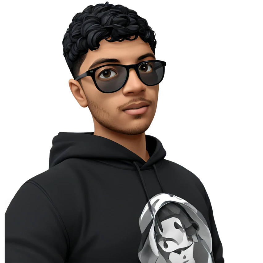 cool guy in black hoodie emoji