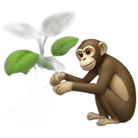 Monkey waters the plants emoji