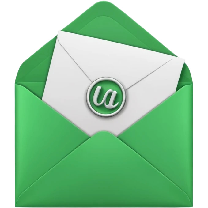3D green envelope with letter in it emoji