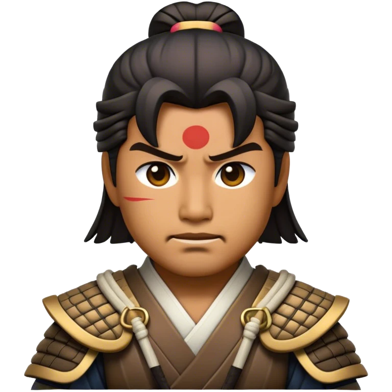 Cinematic Realistic Samurai Pop Culture Emoji, depicted with a noble, stoic portrayal of a samurai warrior rendered with crisp detail and dramatic, traditional lighting. emoji