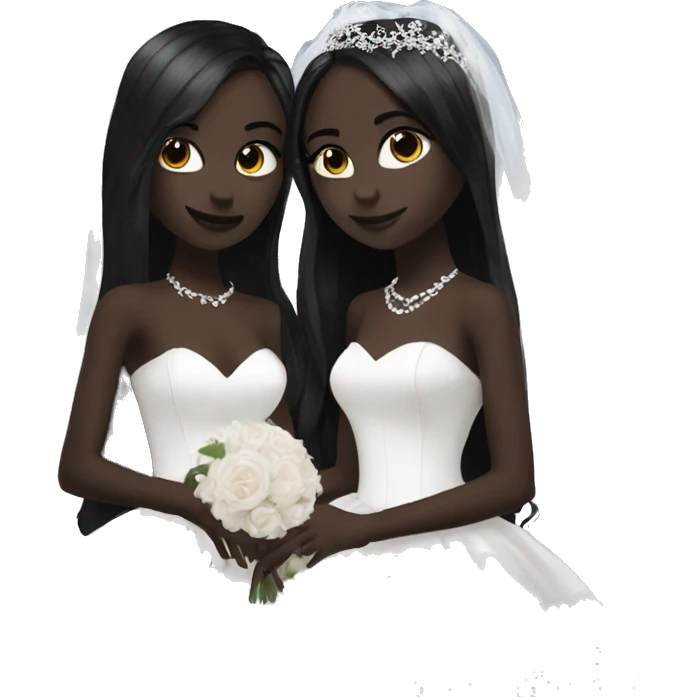 two goth girls getting married, black ball gowns, beautiful, aesthetic emoji