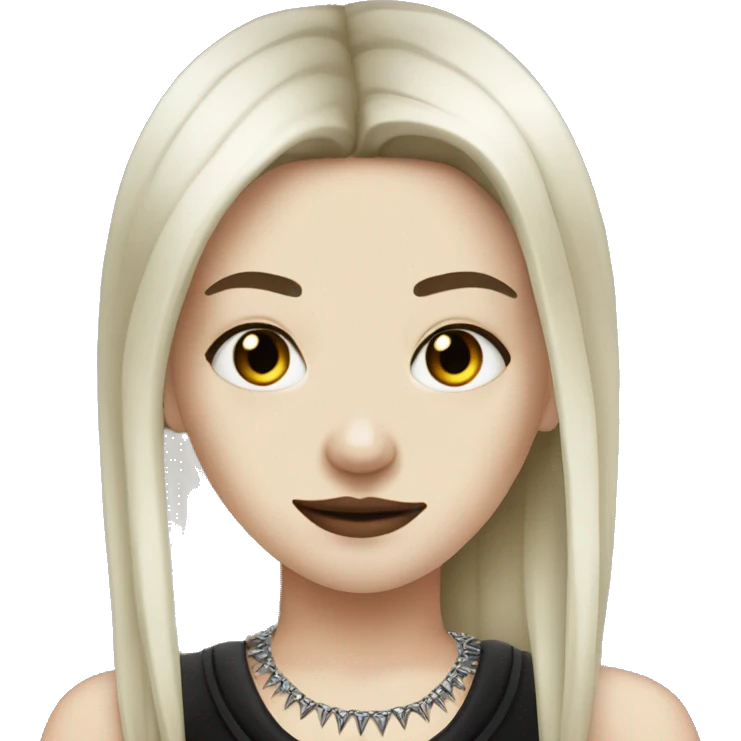 Emo white girl with nose piercing, black hair, and spiked necklace emoji