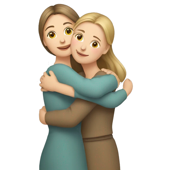 slavic mom and daughter hugging emoji