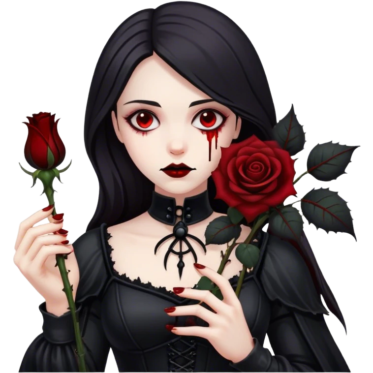 Bloody black rose anime gothic beautiful gorgeous cool edgy lady emoji