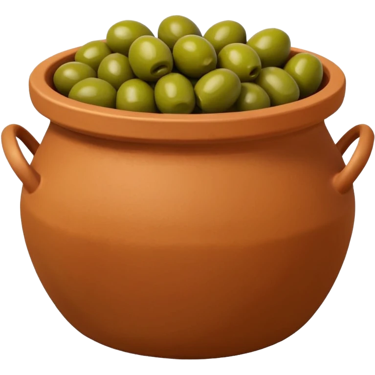 An emoji of a simple clay pot filled with olives. emoji