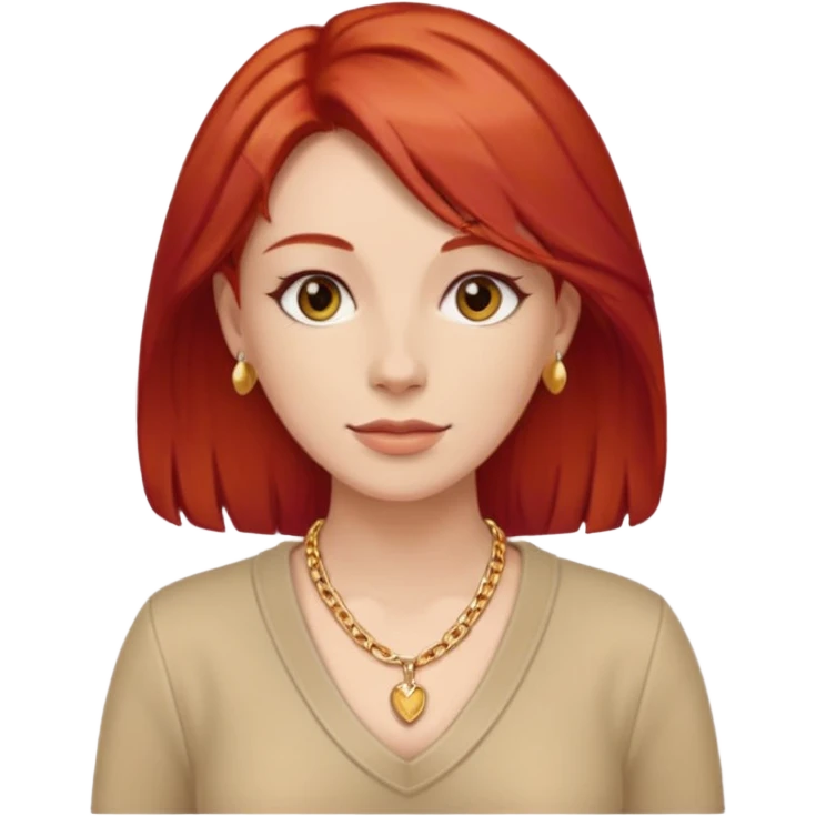 lady-in-beige-clothes-,-red-hair,-wearing-necklace emoji
