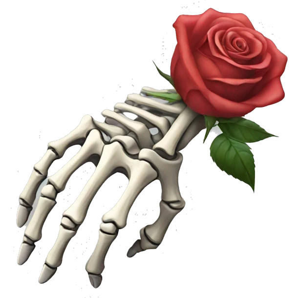 hand skeleton with a rose emoji