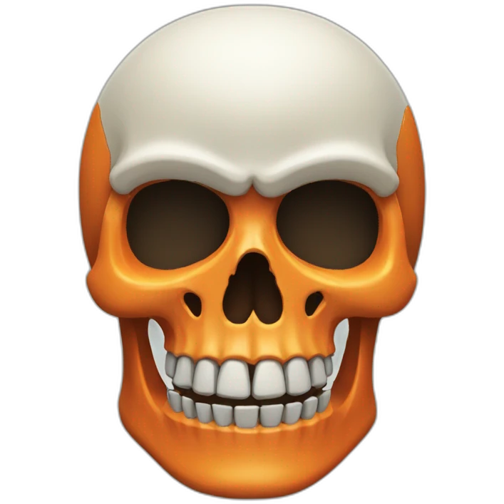 Skeleton skull with orange site helmet emoji