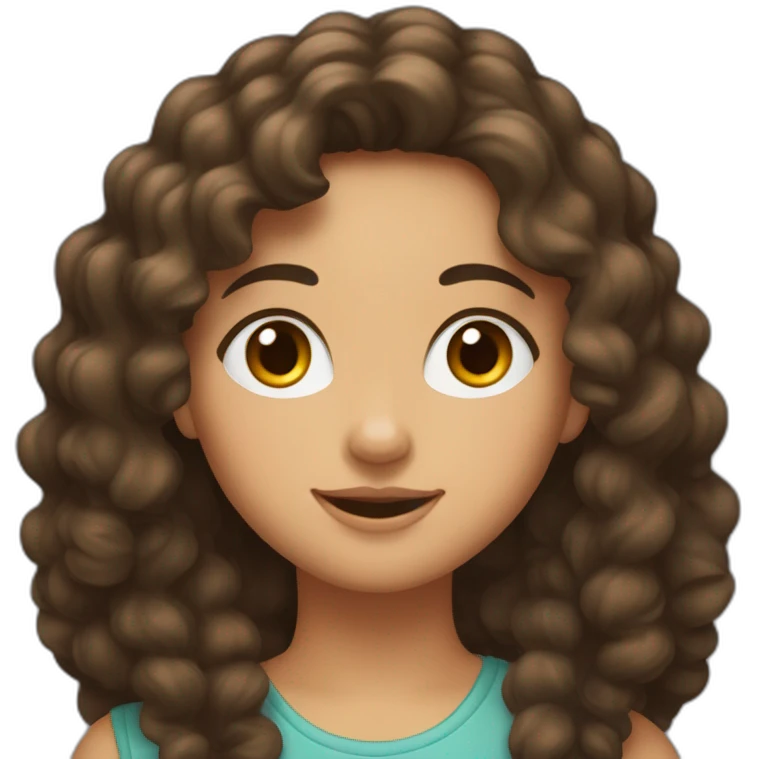 Fille brune avec cheveux bouclés emoji