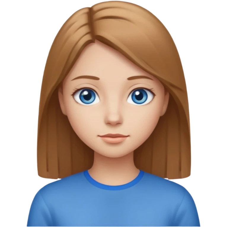 Girl with light brown straight hair with blue eyes emoji