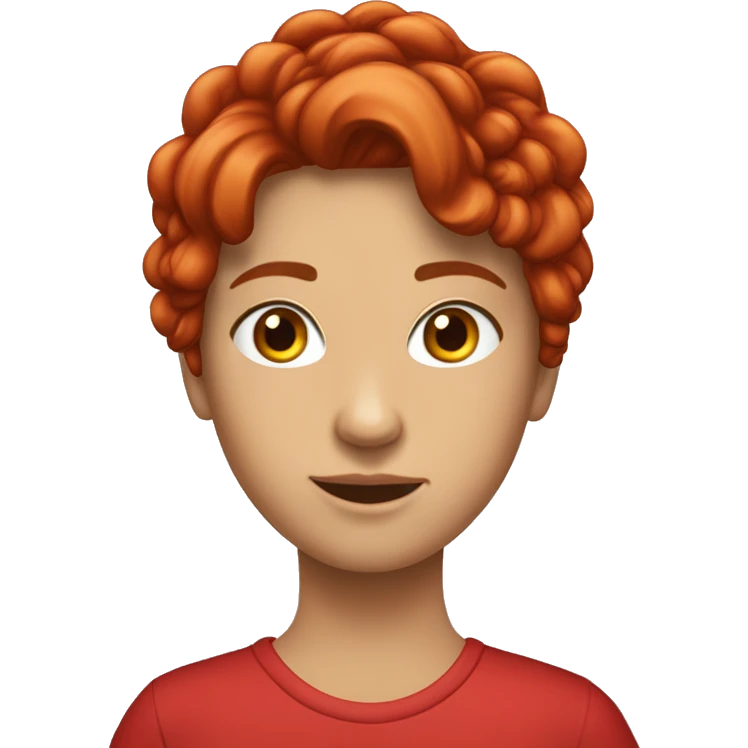 Una ragazzacon capelli rossi maglietta rossa un po giovane emoji