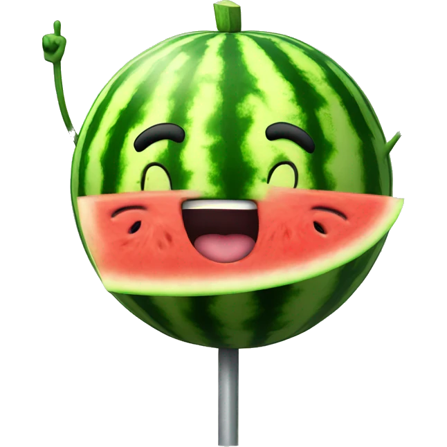 Watermelon giving the thumbs up while dancing on a pole emoji