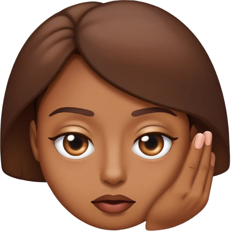 Rolling eye emoji with eyes half shut with a sassy hand gesture going across like “period” emoji
