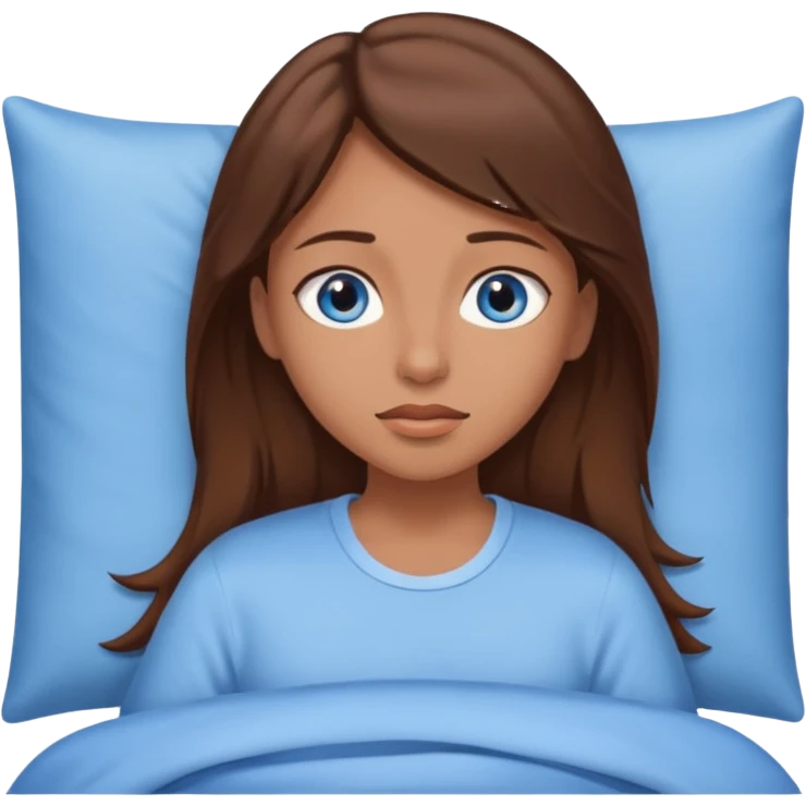 Girl with blue eyes brown hair waking up from a nap emoji