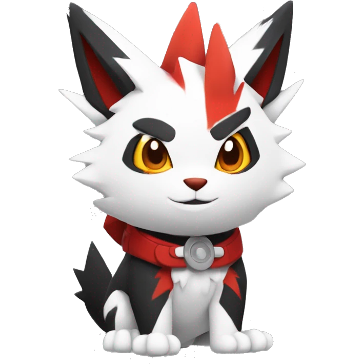 Black Cool Edgy Anthro Zangoose Litten Fakémon  with White and Red Edgy markings emoji