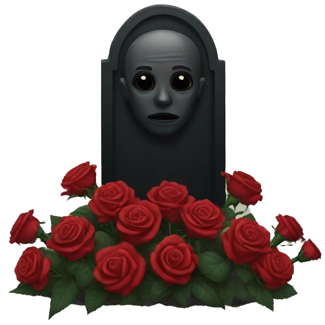 black grave with roses emoji