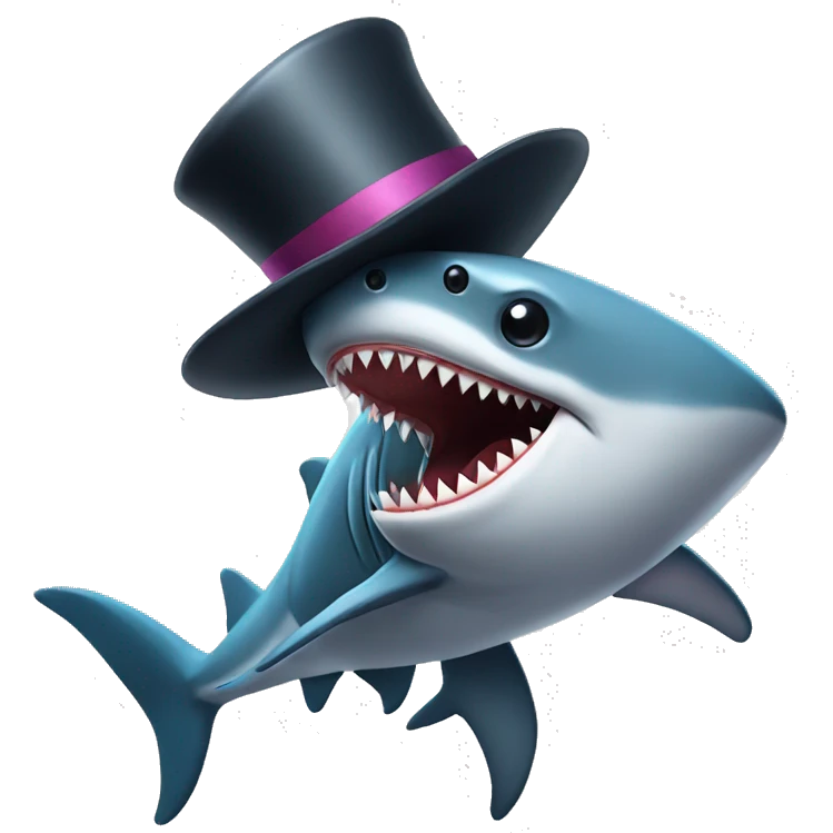 Shark with a tophat and a fancy cane emoji