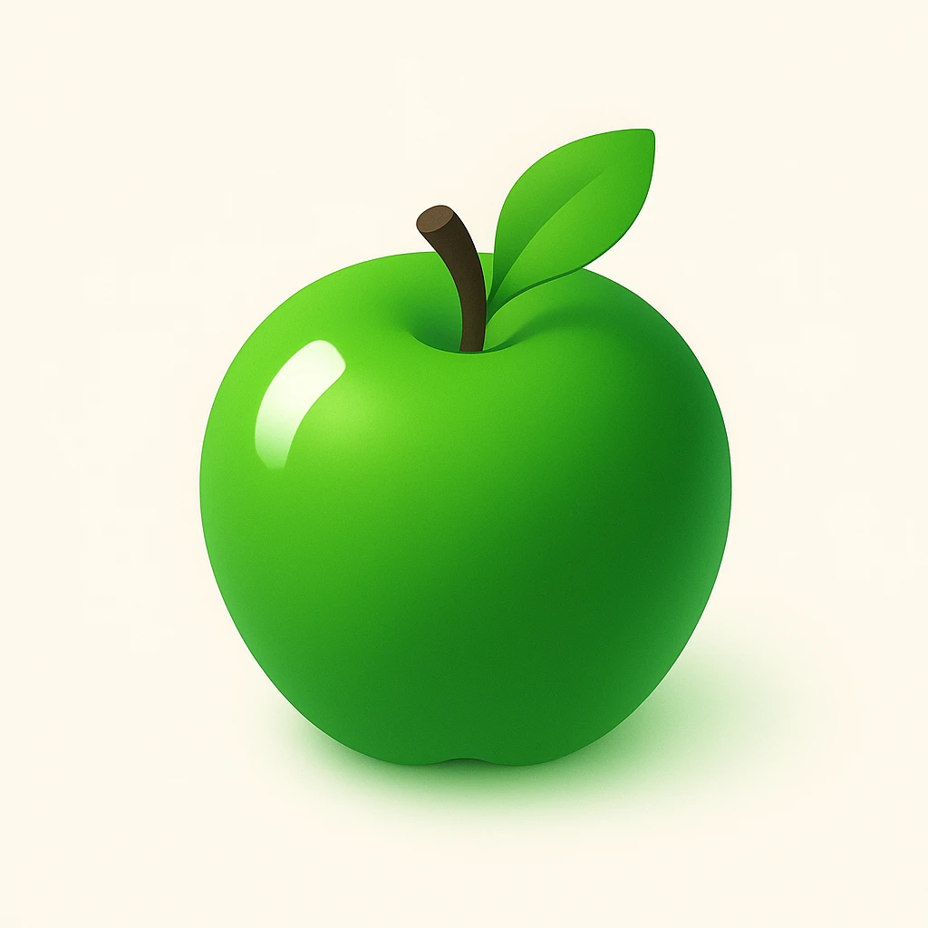 a shiny green 3D apple emoji