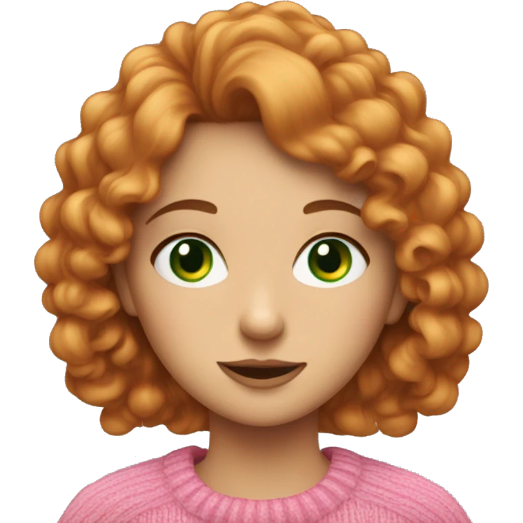 Burnett haired girl with green eyes and a pink sweater emoji