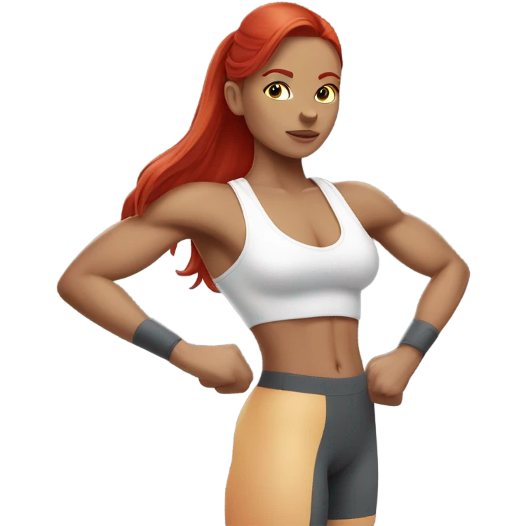 white red head gym girl long hair muscular emoji
