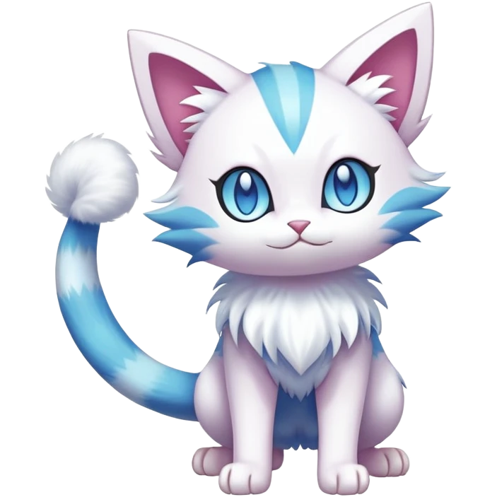 Shiny Magical Elemental Exotic Skitty-Delcatty-Pokémon-Fakémon-hybrid-creature (full body) emoji