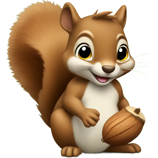 playful squirrel holding an acorn. emoji