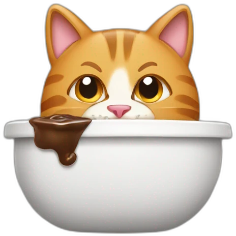 cat eatting a poop emoji