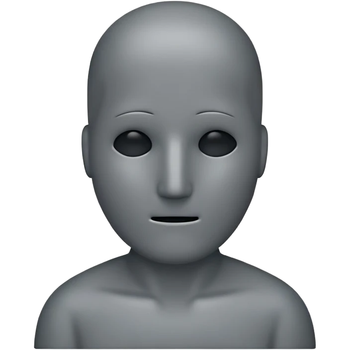 grey human silhouette frontal view with no facial features, no face, no eyes, no nose, no mouth, simple outline emoji