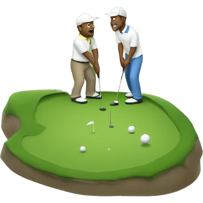 Two white men on Island golf course green emoji