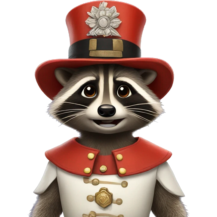 Raccoon wearing a beefeater costume emoji