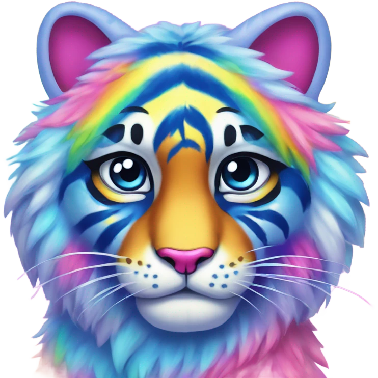 Rainbow  Lisa Frank fluffy tiger  emoji